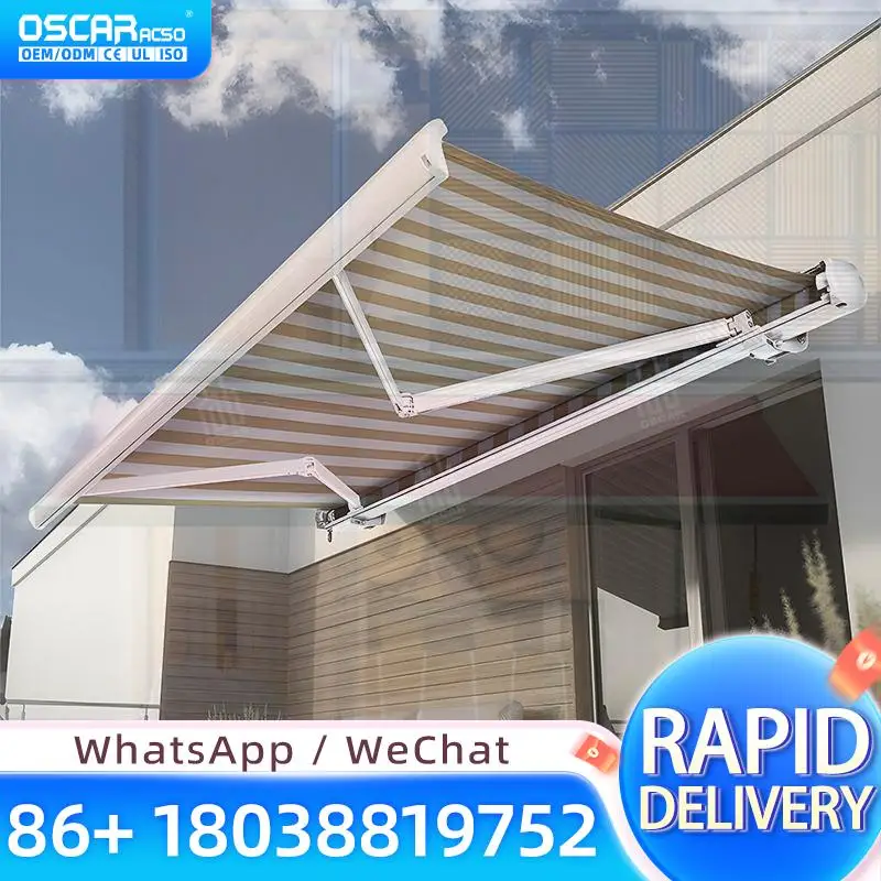 Retractable Motorized Awning With LED Lighting 3m X 6m Automatic Open Outdoor For Balcony Terrace Garden  Retractable Awning