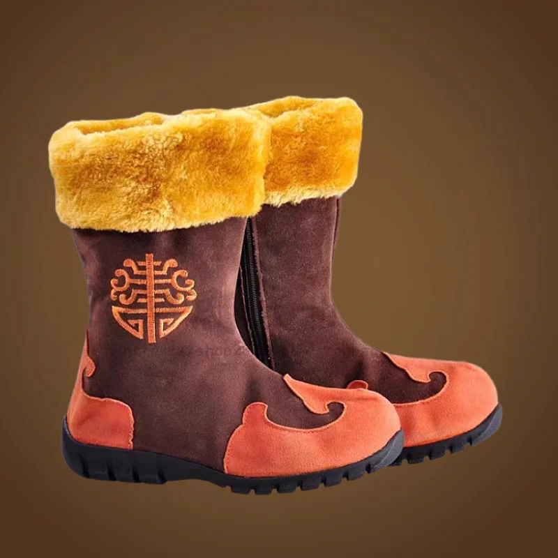 Chinese Mongolian Children's Dance Boots For Male And Female Performances Thick Cotton Boots