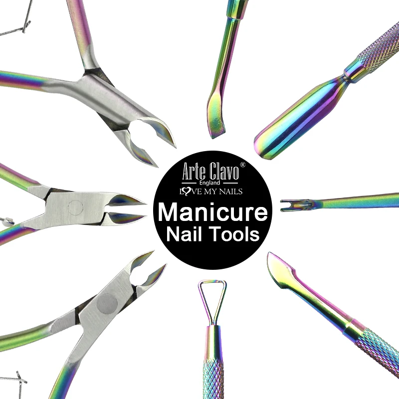 1PC Rainbow Stainless Steel Nail Art Tools Cutter Nail Nippers Dead Skin Gel Polish Remover Tweezer Pedicure Nail Supplies Tools