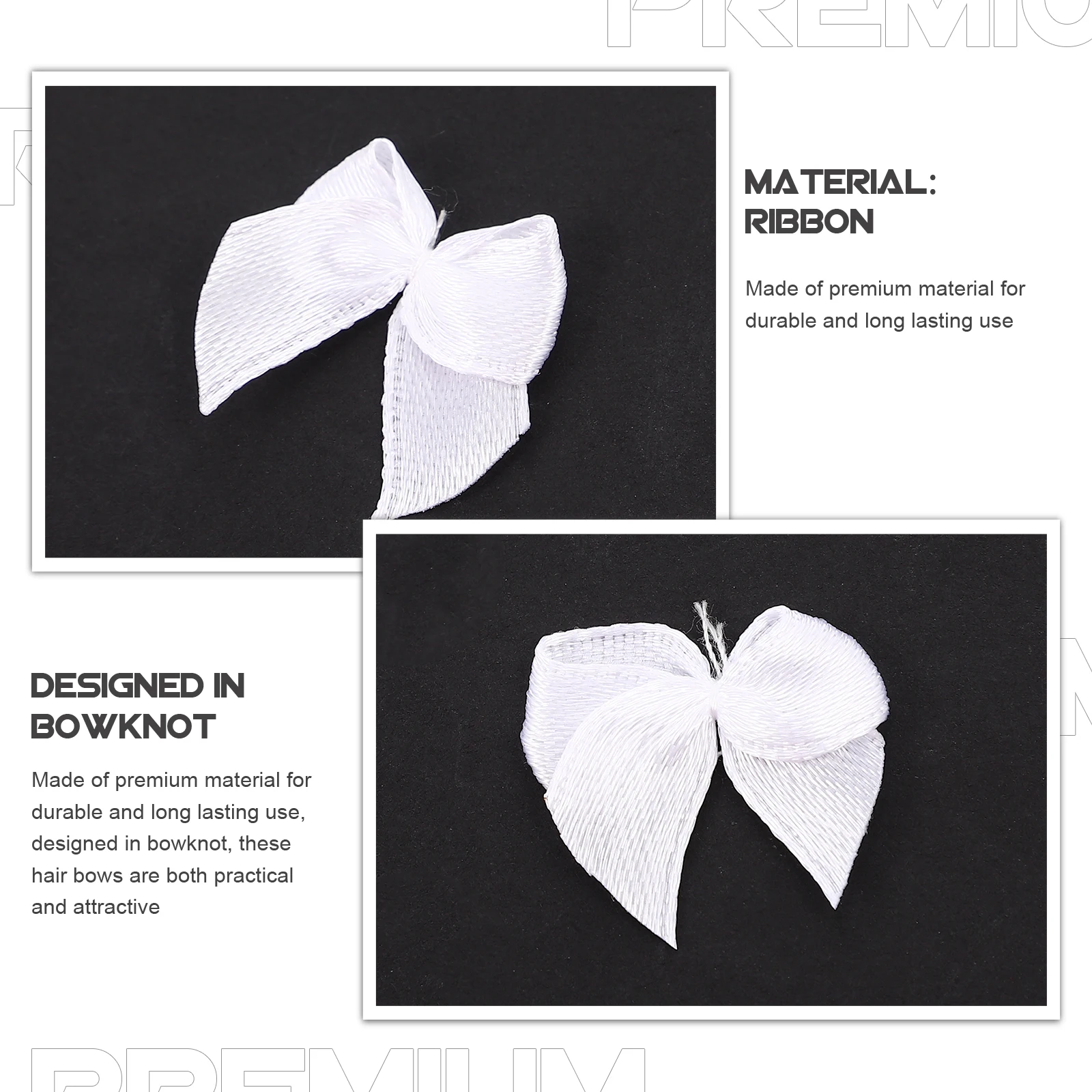 

100pcs Ribbon Bows Handmade Hair Bows Accessories Fresh Patterns Wedding Crafts Scrapbooking Belts Gift Packaging Material White