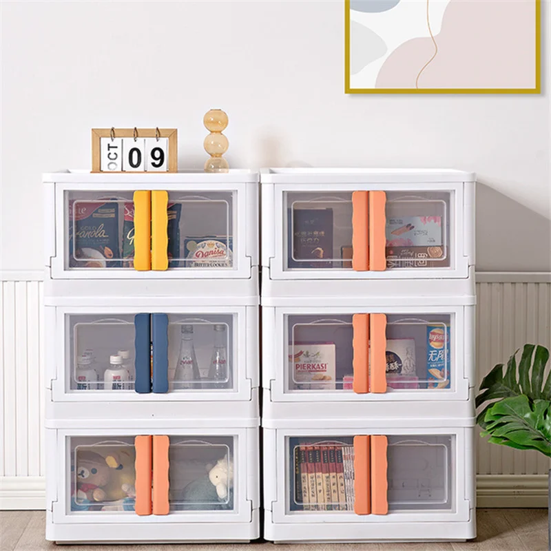 Household Storage Boxes Transparent Visual Closet Organizer Double Door Design Storage Case Stable Load-bearing Cosmetics Box