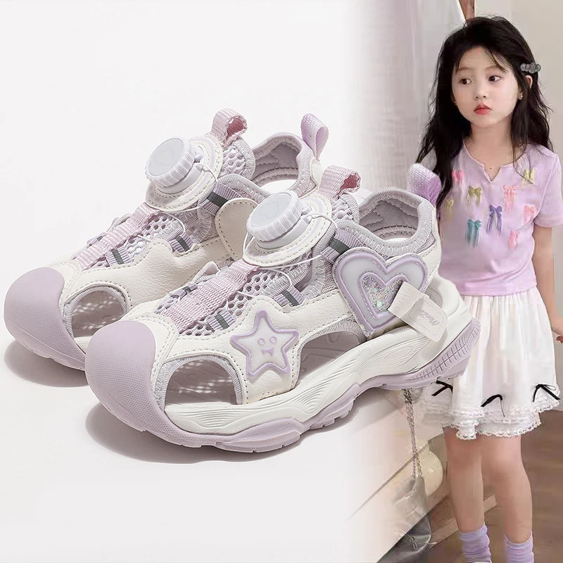 

2025 New High Quality Summer Sandals Quick Lace Sports Closed Toe Girls Shoes