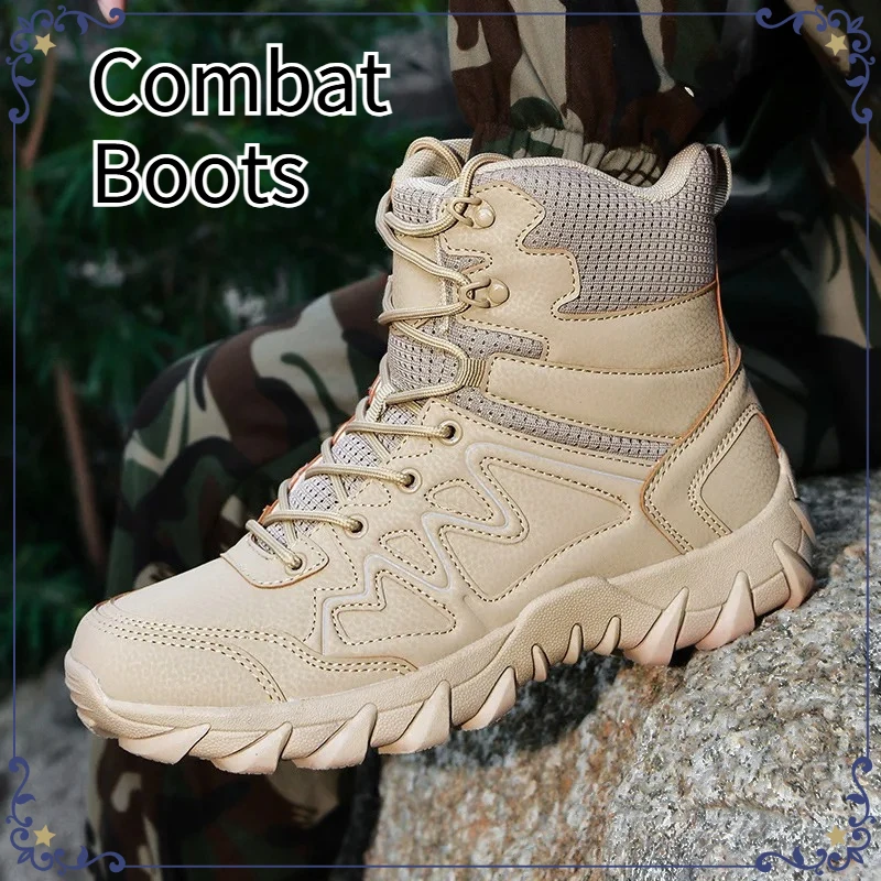 Men Tactical Military Boots Waterproof Desert Army Hunting Shoes No-slip Ankle Boots Outdoor Hiking Climbing Safety Combat Boots