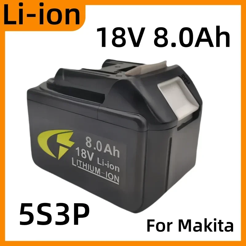 충전식 리튬 이온 배터리, Lpega 호환 가능, 18V, 8000mAh, 5S3P, 100% 배터리, BL1860, BL1850, BL1830 등, 전동 공구