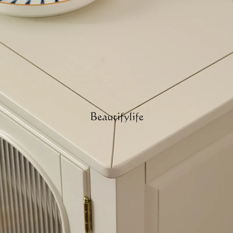 XX39Mediterranean solid wood European pastoral locker cream style living room simple tea cabinet