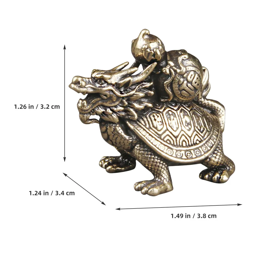 Sturdy Brass Dragon Turtle Statue Vintage Style Desktop Decor for Office Study Room Living Space Miniature Animal Craft Ornament