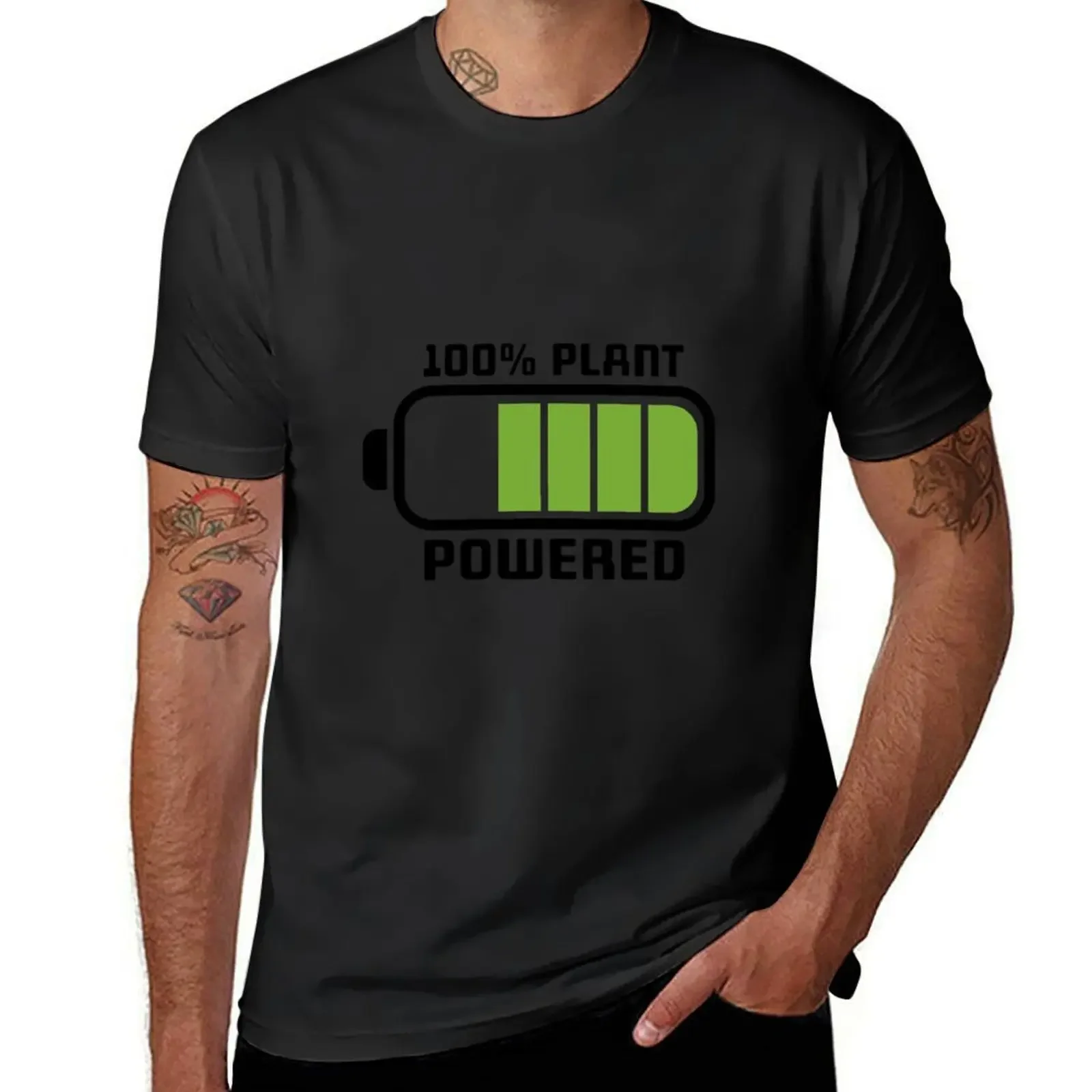 100% Plant Powered Hand-drawn by Marcus T-Shirt shirts graphic tees sweat tees baggy shirts men t shirt