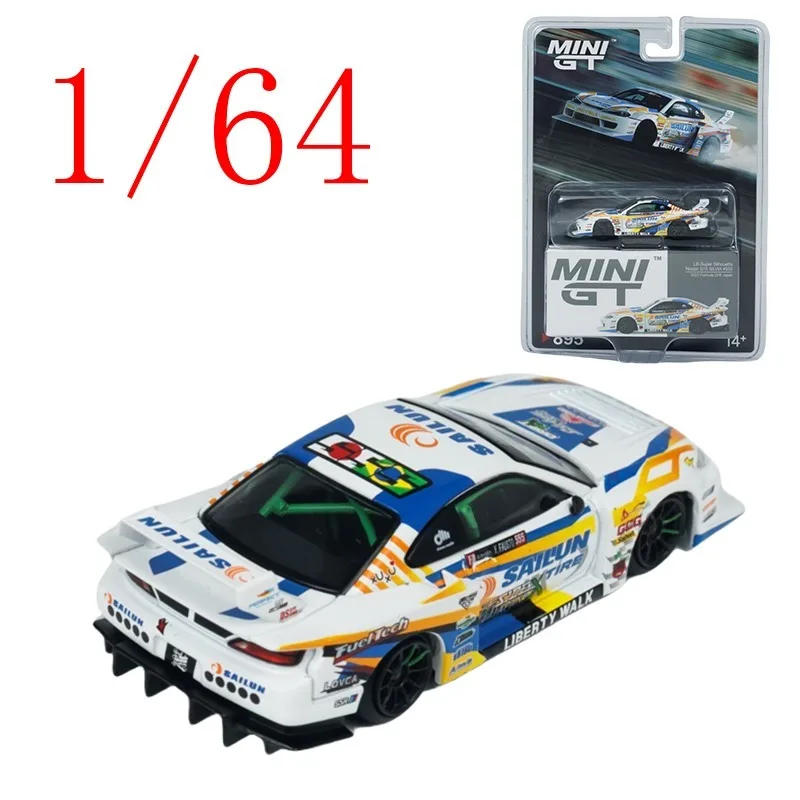 

Литая под давлением модель автомобиля Nissan из сплава в масштабе 1/64, Nissan 895 LBWK S15 SILVIA # 555 игровых транспортных средств, игрушки для мальчиков, подарочная оригинальная коробка