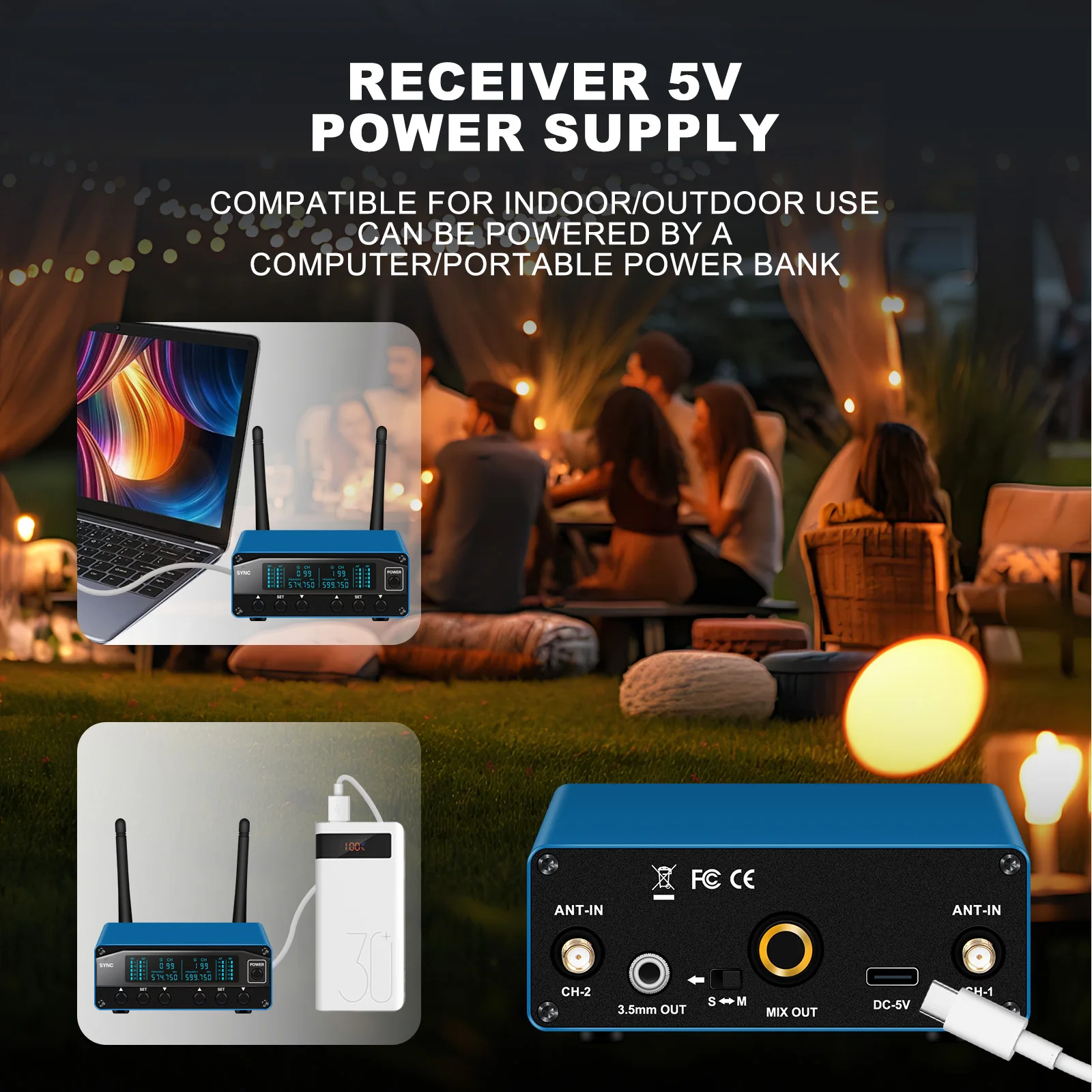 Professional Wireless Microphone Handheld UHF 5V 200 Channels Dynamic Mic for Karaoke Wedding Party Band Church Show