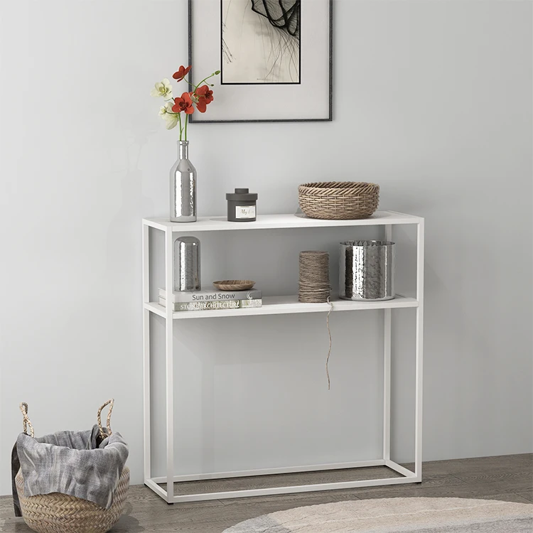 Industrial Metal Console Table for Living Room Sofa Side Hallway Entryway Narrow Storage Table Modern Home Decor Furniture