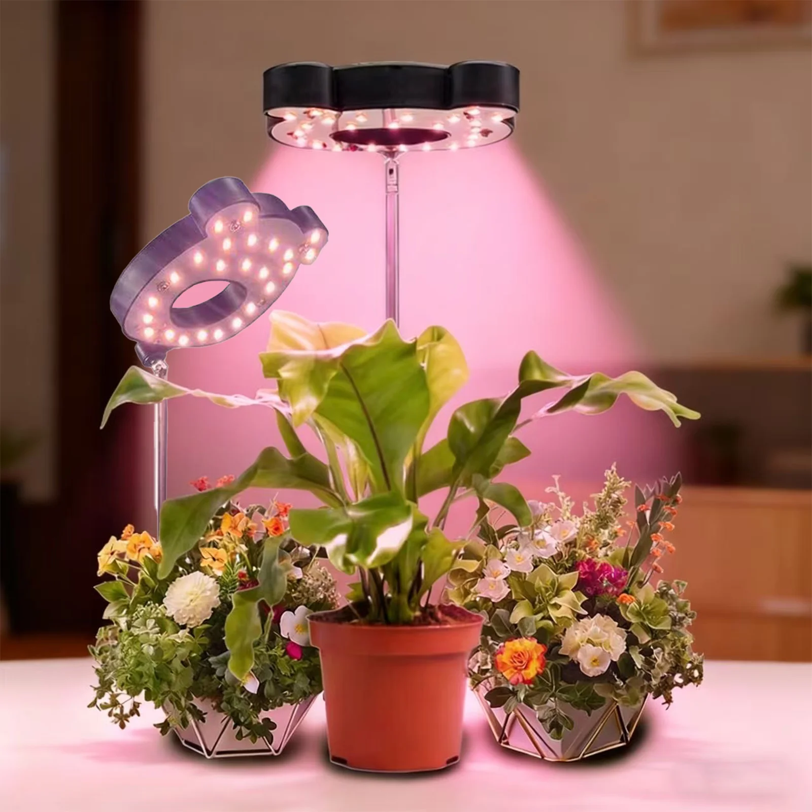 

Светодиодный светильник полного спектра для комнатных растений, светильник для выращивания растений с регулируемой высотой и 4 яркостью, таймер включения/выключения 2/4/8 часов