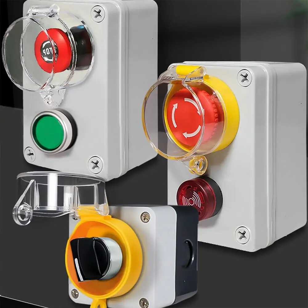 1Pcs 16/22/25/30/42mm Emergency Stop Button Cover Waterproof Transparent Flip Cover Push Button Switch Protective Cover