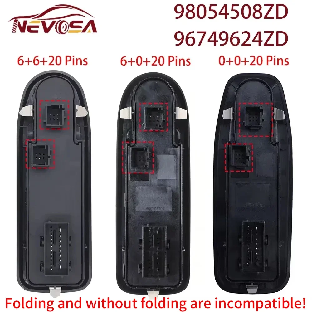 NEVOSA For 2007-2013 Peugeot 308 508 208 Peugeot 2008 Citroen C5 Window Control Switch 98054508ZD 96659465ZD 98053439 96749624ZD