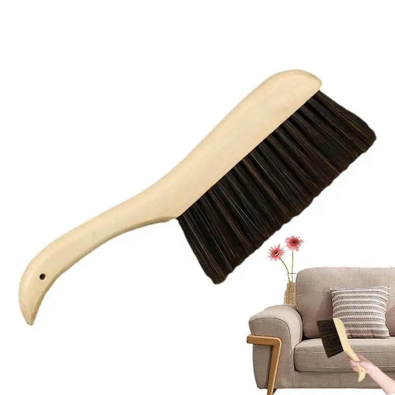 Hand Broom Cleaning Brushes-Soft Bristles Dusting Brush for Cleaning Car Bed Couch Draft Garden Furniture Clothes,Wooden Handle