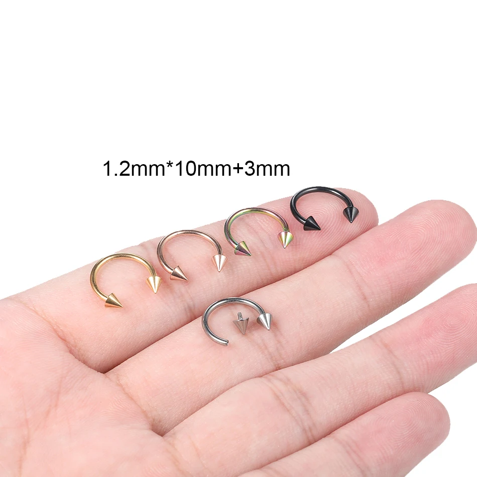 1PC Titanium Nose Piercing Hoop Septum Earrings Internal Thread 16G Circular Barbell Horseshoe Ring Tragus Helix Pircing Jewelry