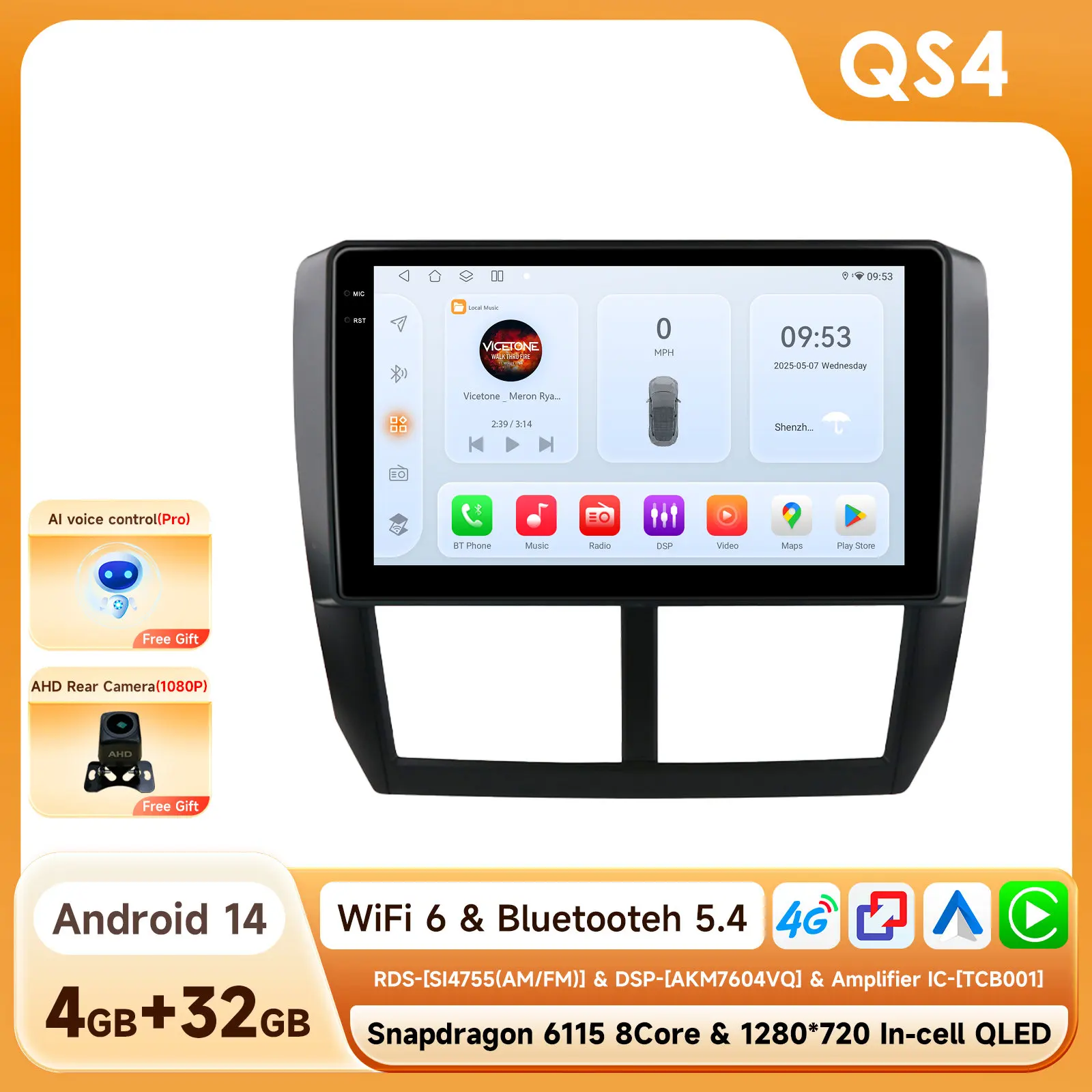 AI Intelligente Scherm Android Auto Multimedia Speler voor Subaru Forester 3 SH 2007-2013 Impreza WRX STI GPS Carplay 4G Head Unit