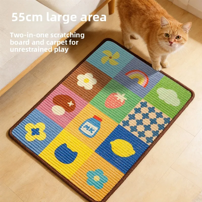 Visual Sisal Cat Scratch Pad Wall Mounted Wear Resistant No Shedding Furniture Protector Summer Colorful Design Easy Install