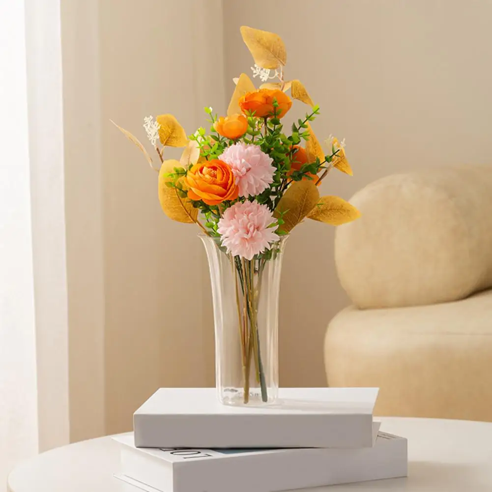 Desktop Floral Decor Elegant Transparent Plastic Flower Vase for Home Office Decor Heavy Duty Holder for Floral Plants Table