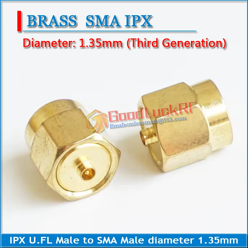 UFL U.FL Male to SMA Male Cable Connector Socket diameter 1.35mm 1.5mm 2mm Straight GOLD Brass Coaxial RF Adapters