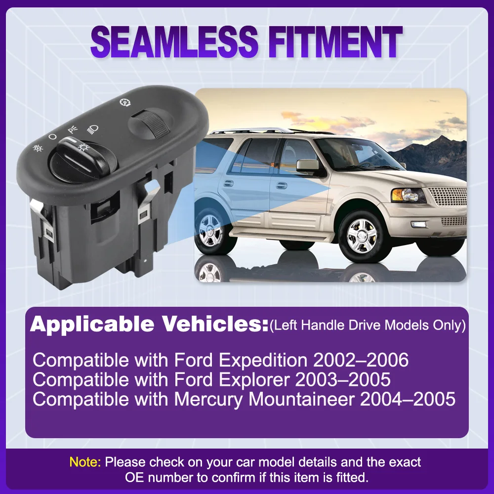 Imagen 5: Interruptor de control de faros con AUTO para Ford Expedition 2002-2006 Explorer 2003–2005 Mercury Mountaineer 2004–2005 2L1Z11654BAB