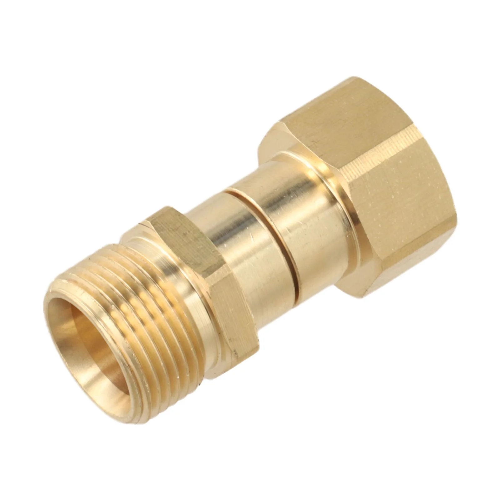 Swivel Joint Fitting for Pressure Washer with M22 15mm Thread in Brass 360 Degree Rotation and Hose Protection