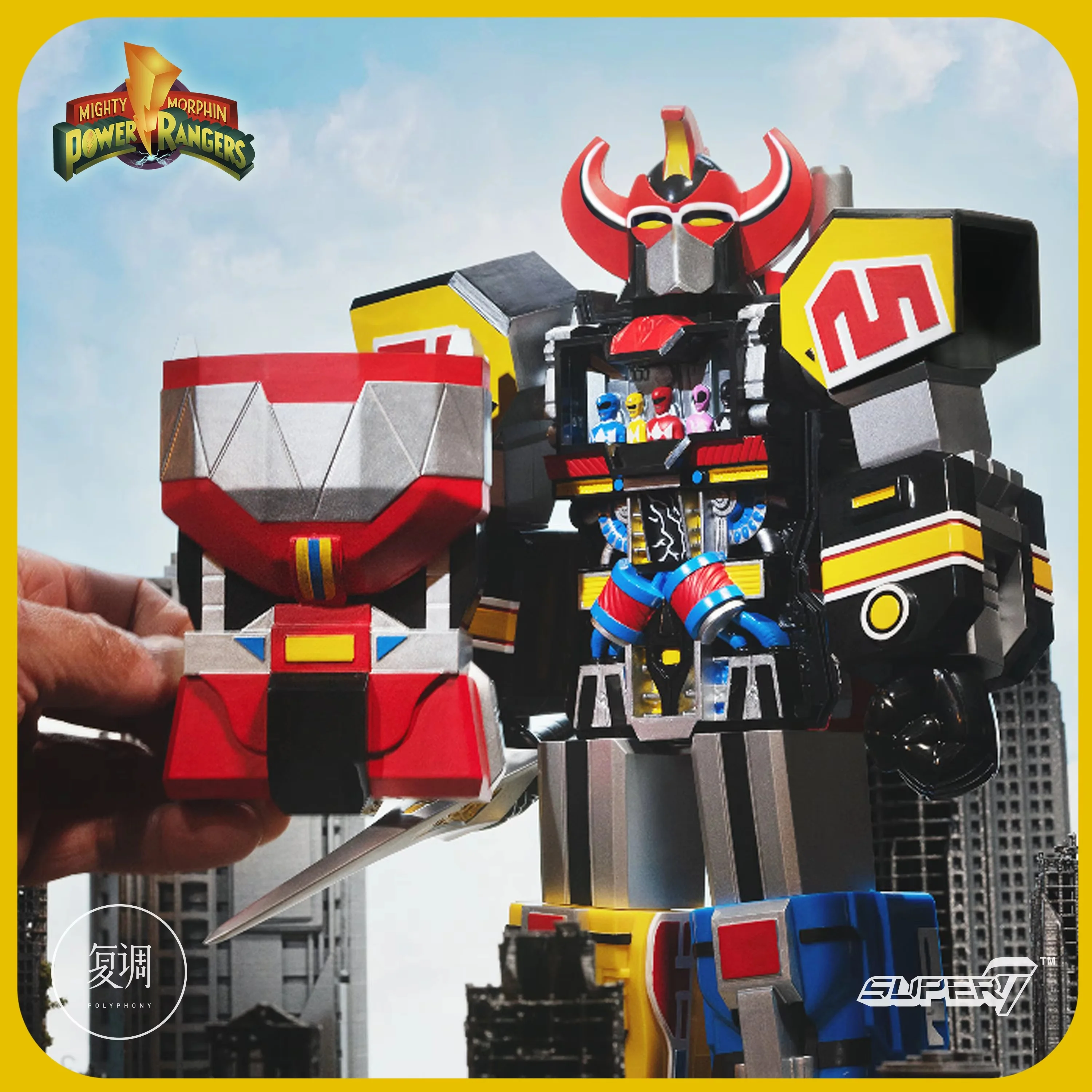 Disponibile Super7 Dinosaur Team Megazord Original Color Edition 11 pollici Action Figure Model Toys