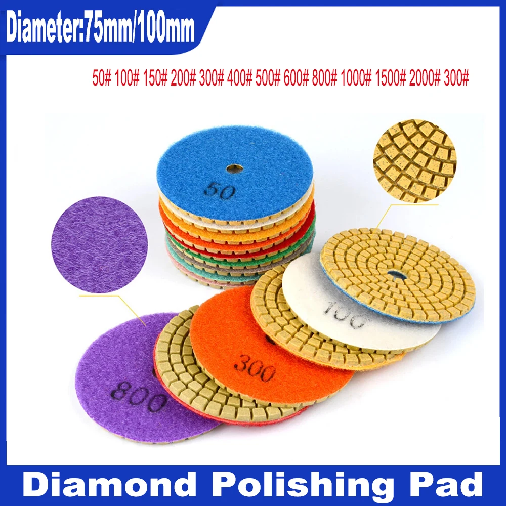 

3/4Inch Diamond Polishing Pads Dry/Wet Buff Disc Abrasive for Sanding Granite Marble Concrete Quartz Tile Glass Grinding Tools