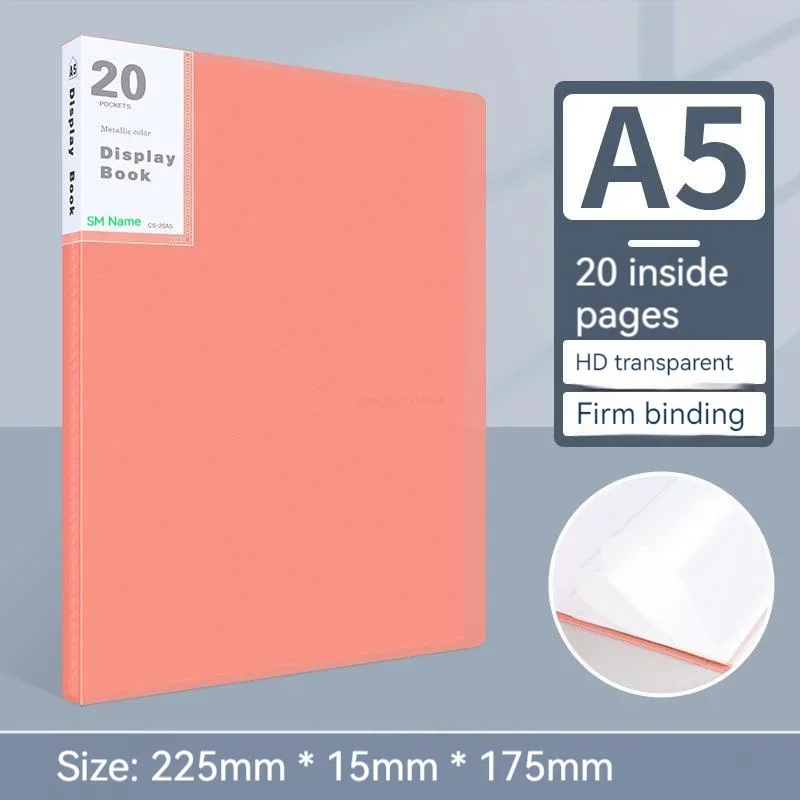 A5 Document Storage Folder 20-40 Pages Display Book Sketch Album Stationery Office School Students Data Folder Containing Insert