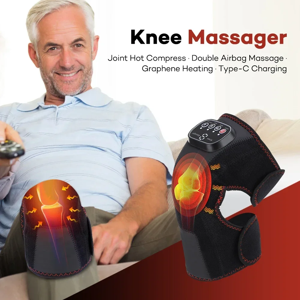 

Graphene Heating Knee Massager Double Airbag Hot Compress Leg Massager Electric Knee Protector Deep Muscle Relaxation