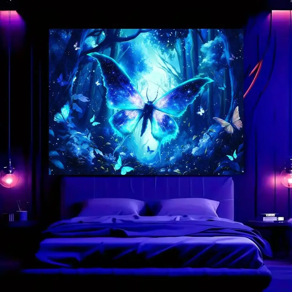 VIKAMA Synthwave Space Tapestry, Glowing Magic Circle Astronaut Fantasy Nebula Decor