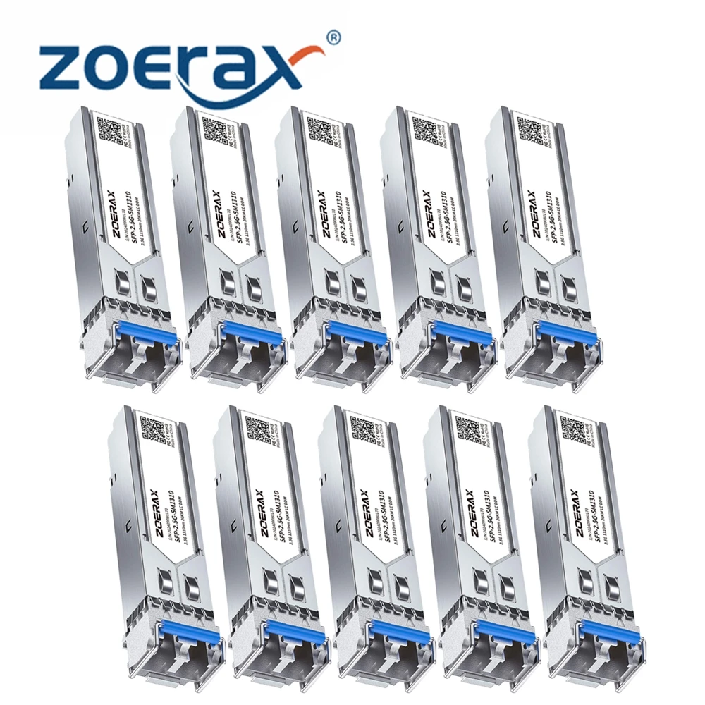 ZoeRax 2.5G SFP Singlemode LC Duplex Optical Module 1310nm Up to 20km Support DDM Compatible with Cisco TP‑Link Mikrotik