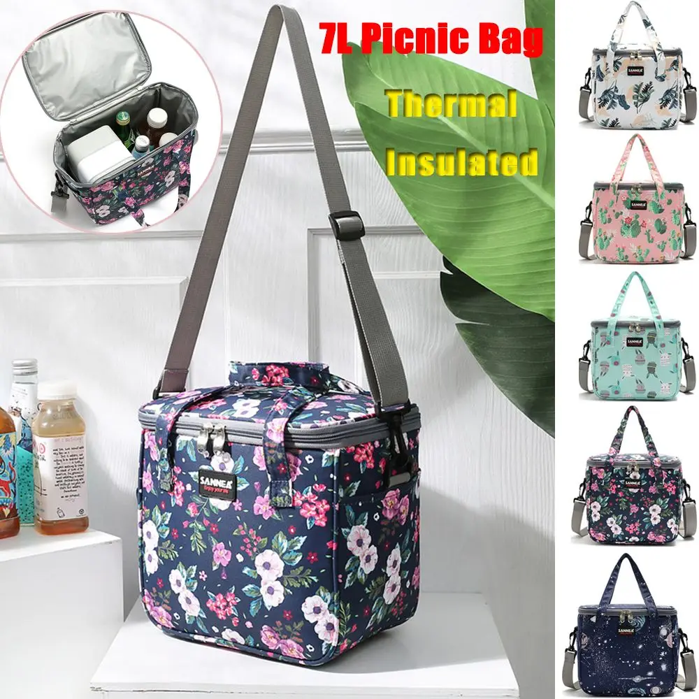 

7L Portable Waterproof Multifunction Thermal Shoulder Strap Oxford Cloth Insulated Lunch Bags Storage Box Picnic Bag Cooler Bag