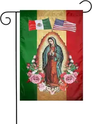 Mexican Virgin Mary Friendship American Garden Flags 12×18 Inch Double Sided Welcome Gifts for Outdside Yard Sign House Party De