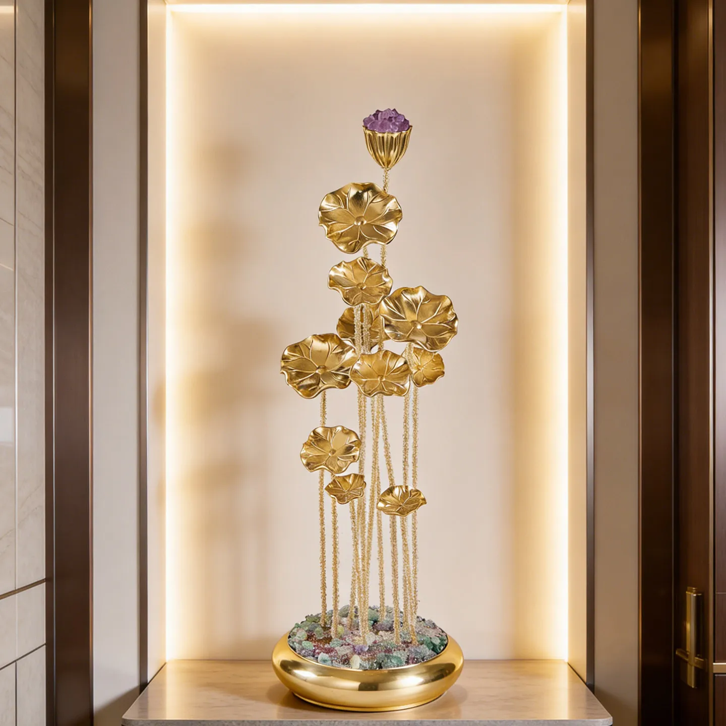 DSA entrance entrance vertical height decorative lotus ornament light luxury high-end living room door partition TV cabinet