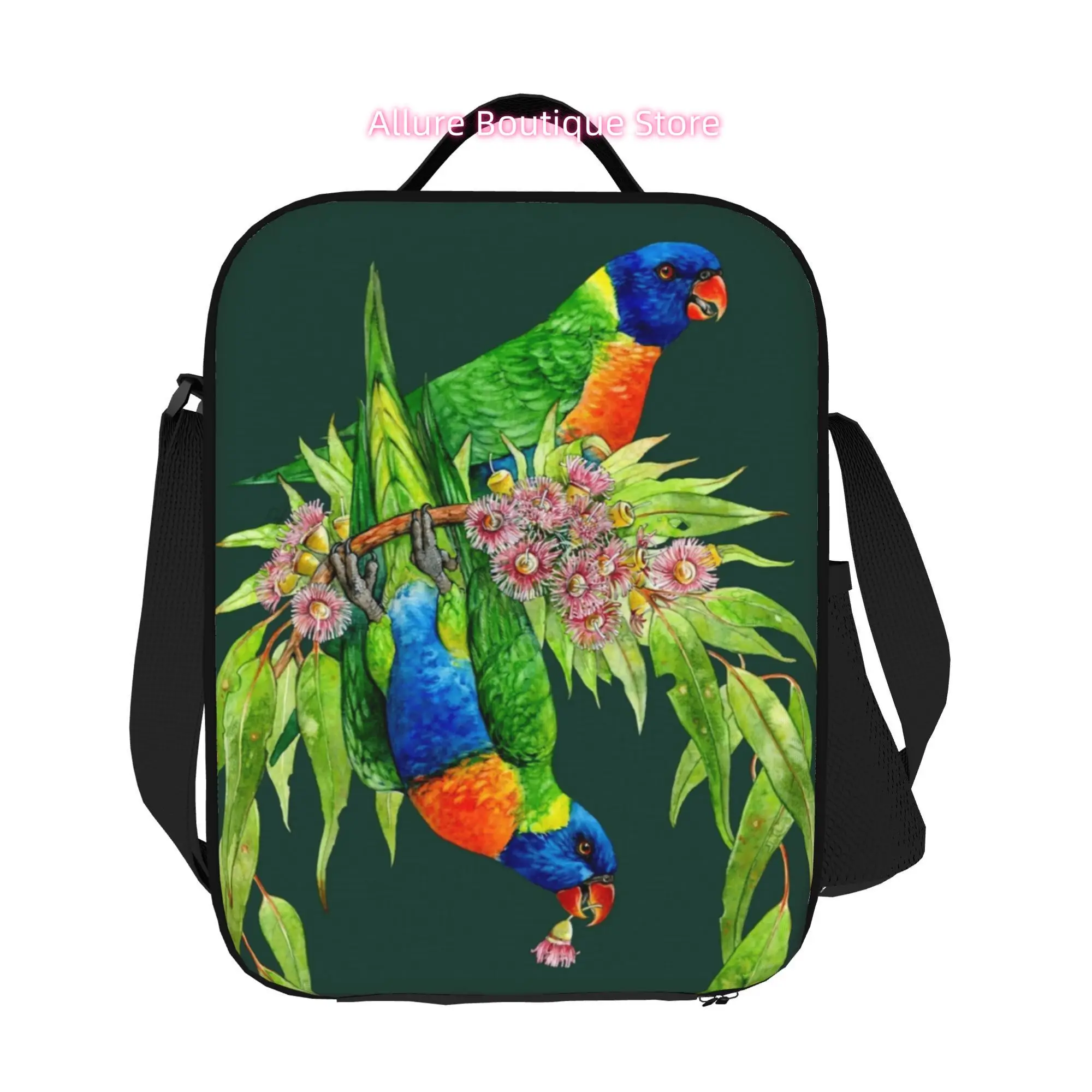 Rainbow Lorikeets Native Wreath Trendy Tote Bag for Office Work Travel Shopping Commute Everyday Carry Non Food Contact, Non-Foo