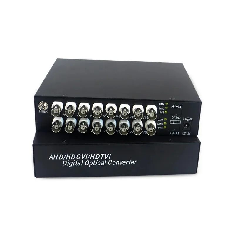 16 Port 1080P AHD To Fiber Converter HD Video Bnc Cctv To Optic Fiber Media Converter for AHD Camera CCTV Security System