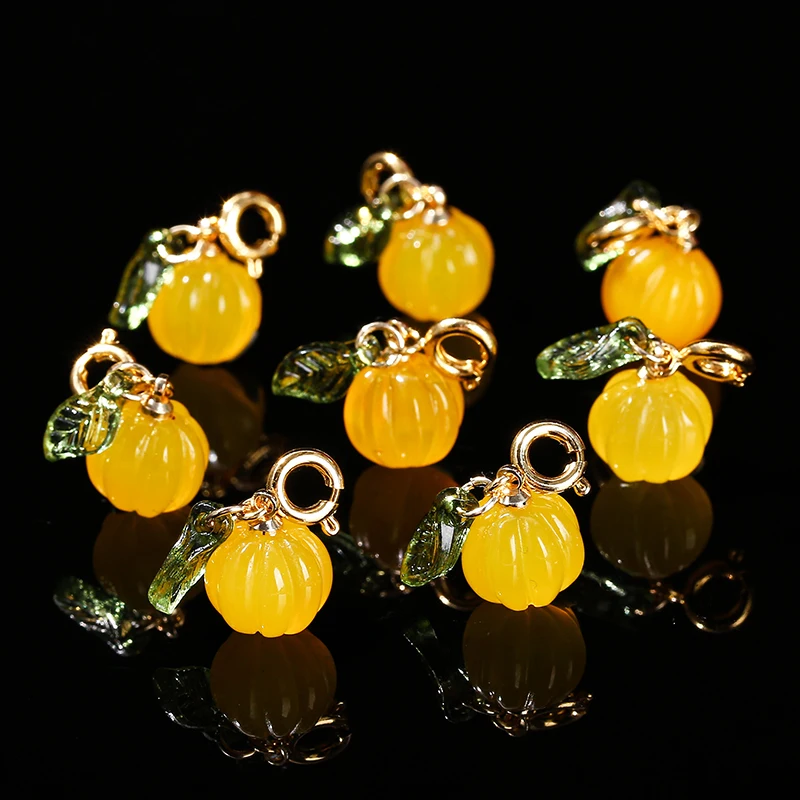 1 Pc Natural Yellow Agate Carved Pumpkin Shape Copper Buckle Pendant Charms For Jewelry Making Diy Necklace Bracelet Accessory