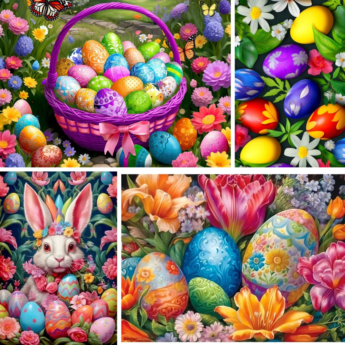 

Full Drill Diy Spring Rabbit Poster 5D Diamond Painting Cute Easter Bunny Embroidery Diamond Art Basket Egg Art Farmhouse Decor