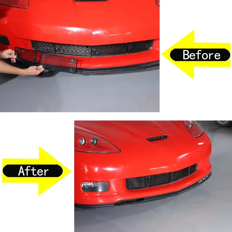 For Chevrolet Corvette C6 2005-2013 Stainless steel black car front air intake grille anti-insect net modification accessories