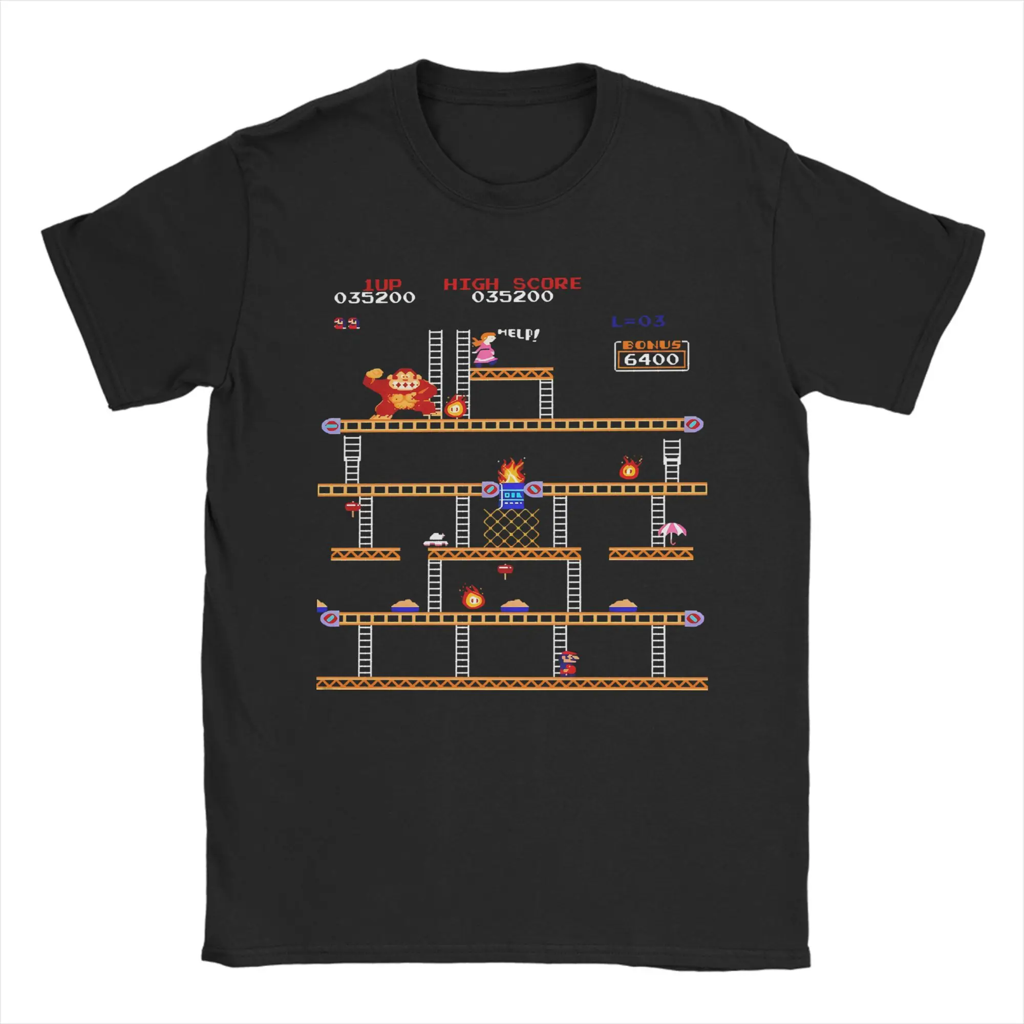 تي شيرت Donkey Kong للرجال والنساء ملابس قطنية 100% لعبة فيديو جديدة برقبة دائرية وأكمام قصيرة