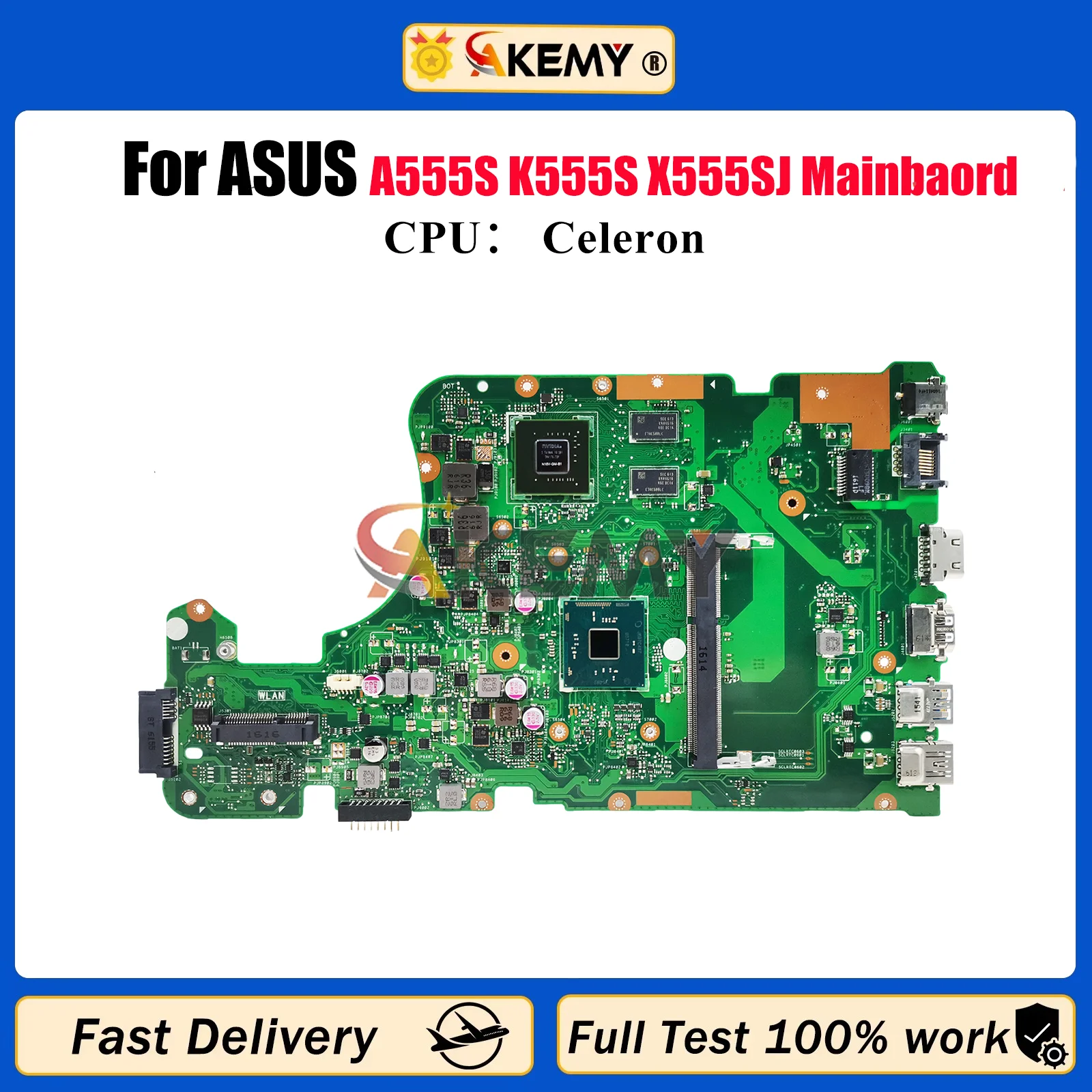 

X555SJ Laptop Motherboard For ASUS VivoBook X555S A555S K555S X555SJ Notebook Mainboard With Celeron CPU 100% tests OK fast ship