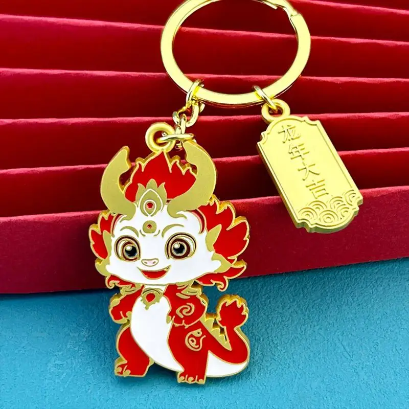 Year of Dragon Key Ring Chinese 2024 Year of Dragon Keychains Cute Feng Shui Keyring Zodiac Gift Creative New Year Gift Animal