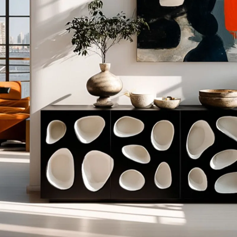 خزانة الشرفة الخشبية 2025 خزانة جانبية جديدة منقوشة لتناول الطعام خزانة جانبية لغرفة المعيشة المنزلية #3