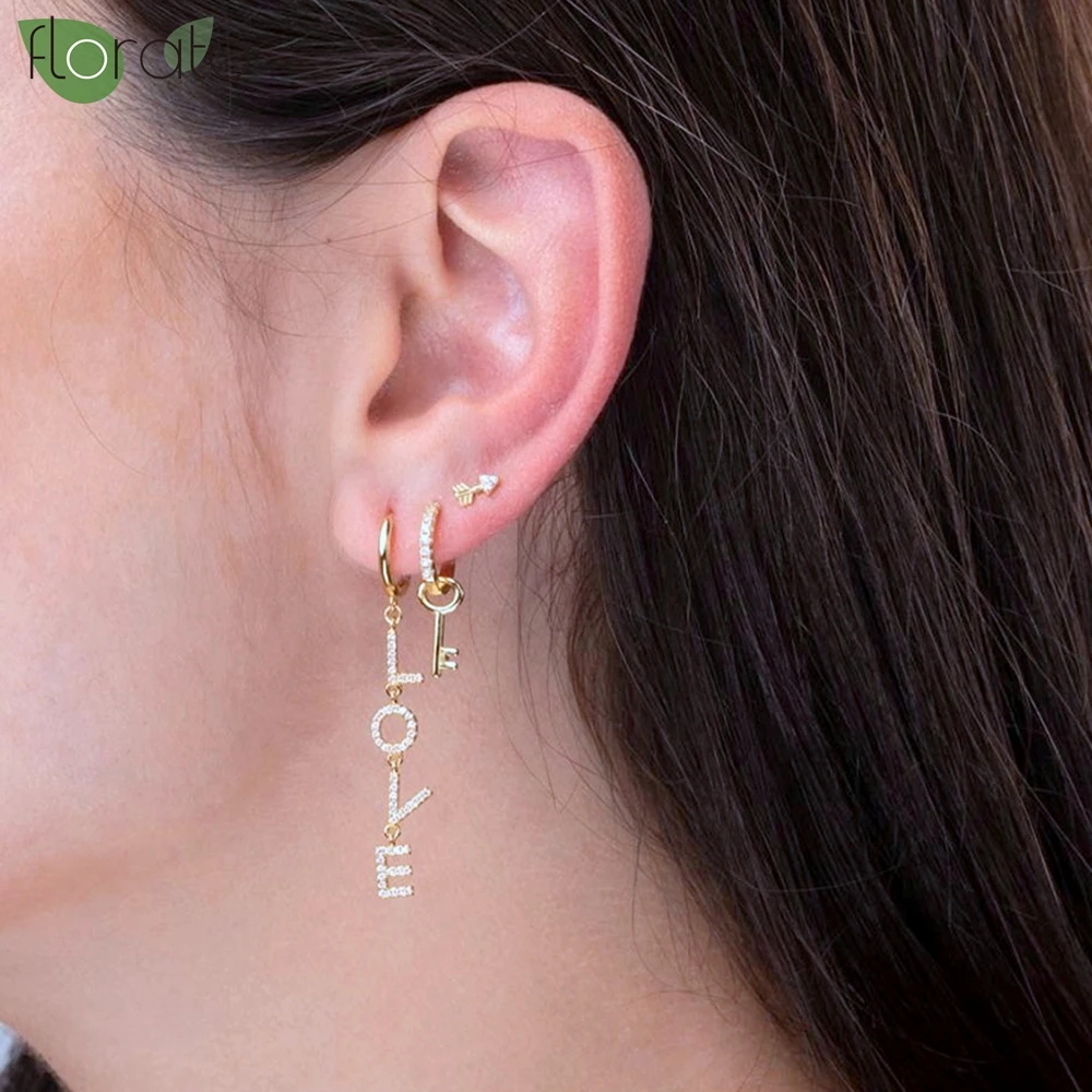 925 Sterling Silver Needle LOVE Letter Senior Hoop Earrings for Women 2022 Luxury Jewelry Exquisite Stud Earrings Trend Gifts