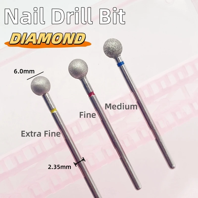 1 Stück 6,0 mm Diamant-Nagelbohrer – hochpräziser Kugelkopf für elektrische Nagelmaschine, Acryl, Maniküre und Pediküre – parfümfrei