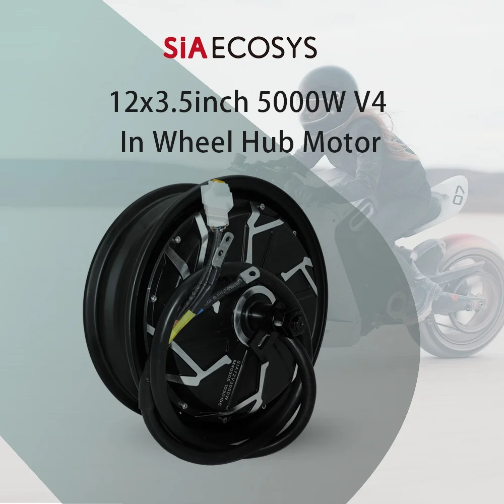 QSMOTOR QS260 V4 12x3.5inch 5000W 72V Dual Shaft Hub Motor 95KPH Double Axle BLDC IP54 for Electric Motorcycle E-Scooter