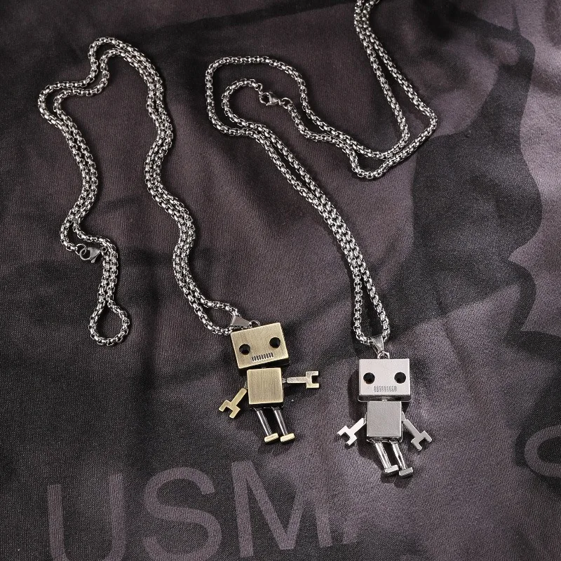 Hip Hop Robot Net Red Necklace Men And Women Cintage Mechanical Statement Chain Pendant Neck Chain Hombre Colar Masculino