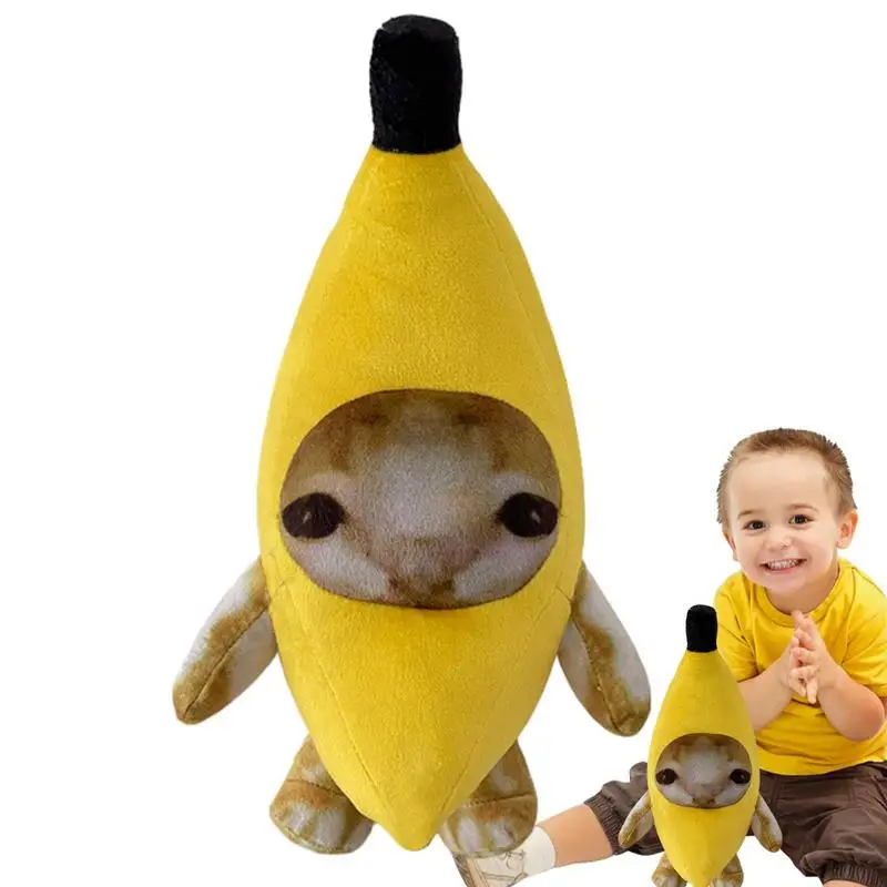 Brinquedo engraçado de pelúcia feliz, Banana Cat Plush com Chorando Face Making, Pelúcia macia, Presentes de Natal para bebês