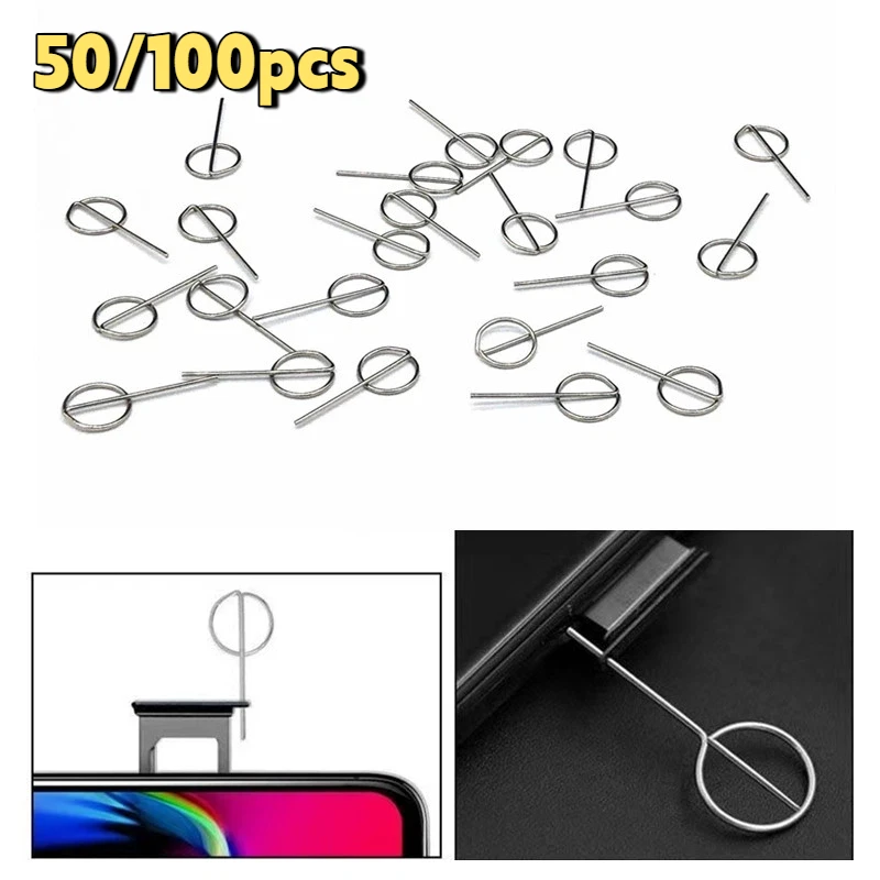 50/100pcs New Sim Card Tray Pin Eject Removal Tool Needle Opener Ejector For iphone Samsung Huawei Xiaomi all Mobile phone