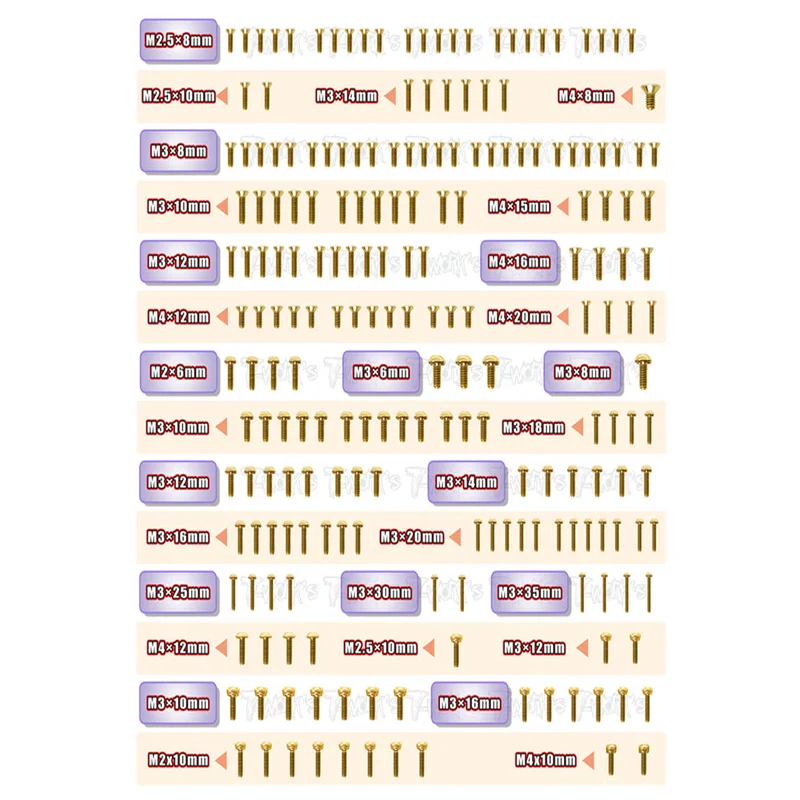 

Original T works GSS-8IGHTX2.0 Gold Plated Steel Screw Set 213pcs. ( For TLR 8IGHT X 2.0 )ssional Rc part